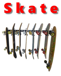 skateboard storage rack with 8 boards