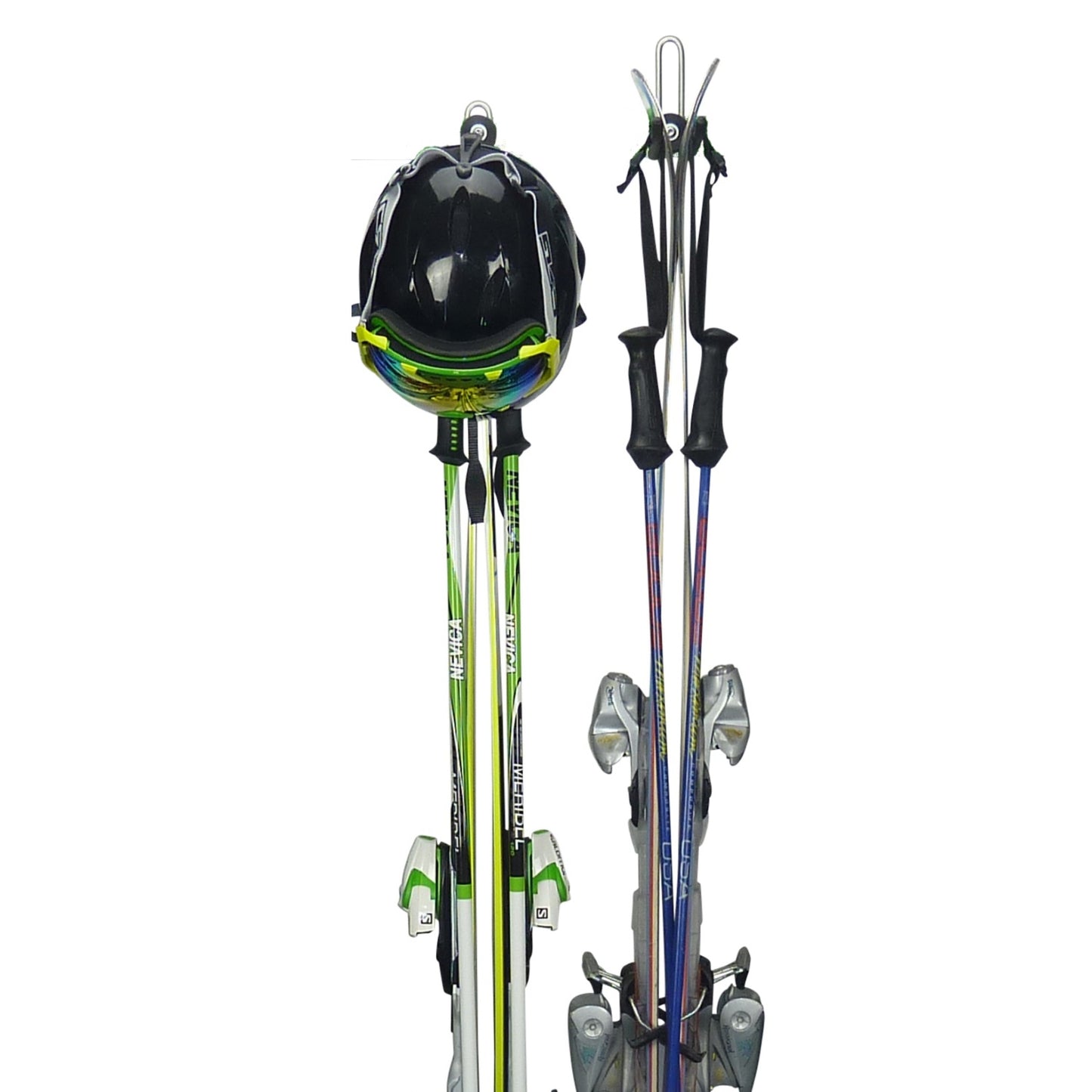 Ski wall mount - for 1 pair of skis, poles and a helmet.