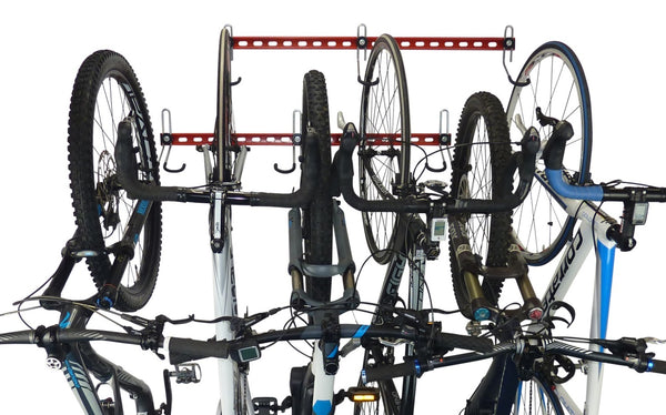 vertical bike rack close up
