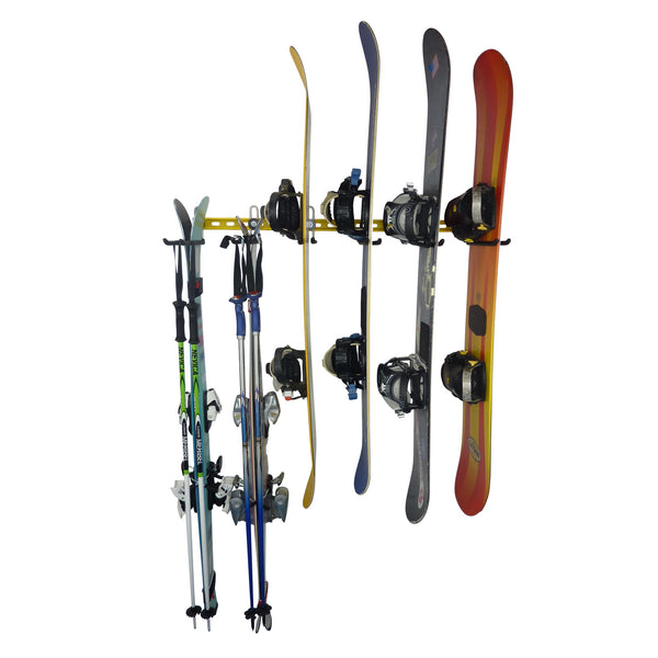 Ski and snowboard wall mounted storage rack