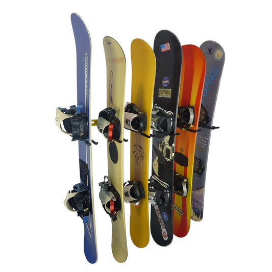 Snowboard wall rack - wall rack for 6 snowboards or 12 pairs of skis
