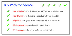 Buy with confidence - Free delivery, Free returns, UK product, Lifetime Guarantee, Lifetime support