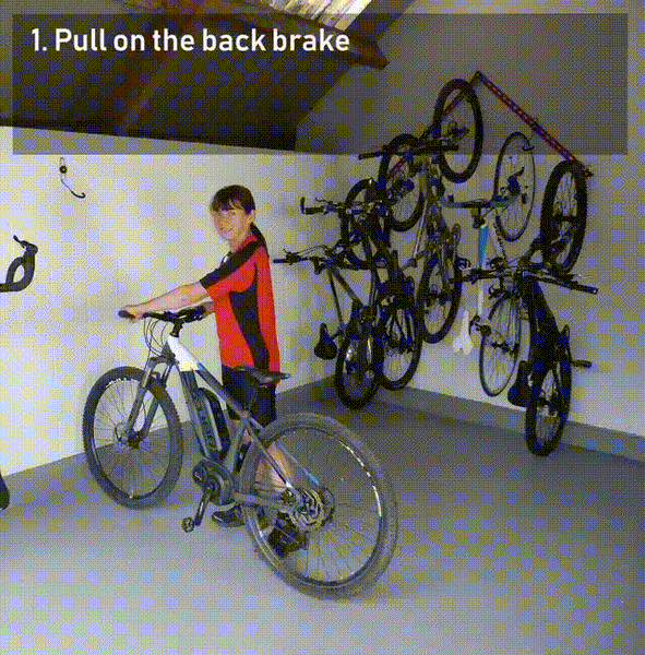 Garage bike rack for 3 bikes + 3 sets of helmets, backpacks and coats
