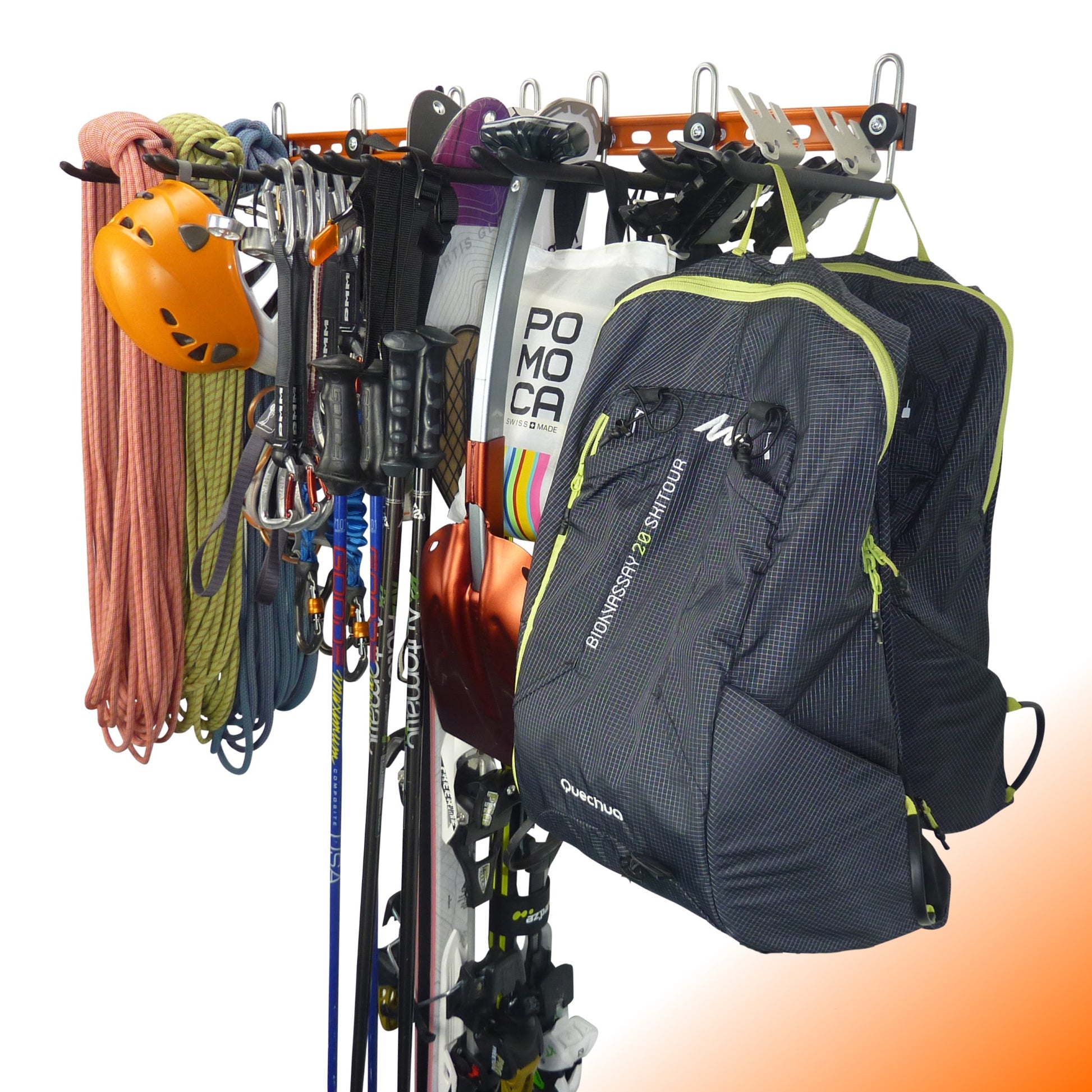 Climbing equipment wall storage system