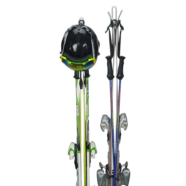 Ski wall mount - ski storage hook for 1 pair of skis, poles and a helmet.