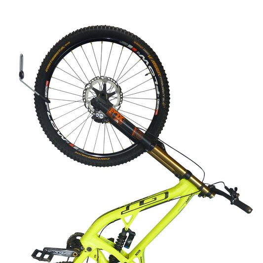 Bike wall hanger with a downhill bike