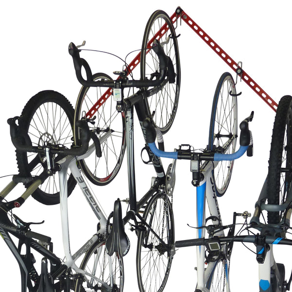 vertical bike storage rack close up