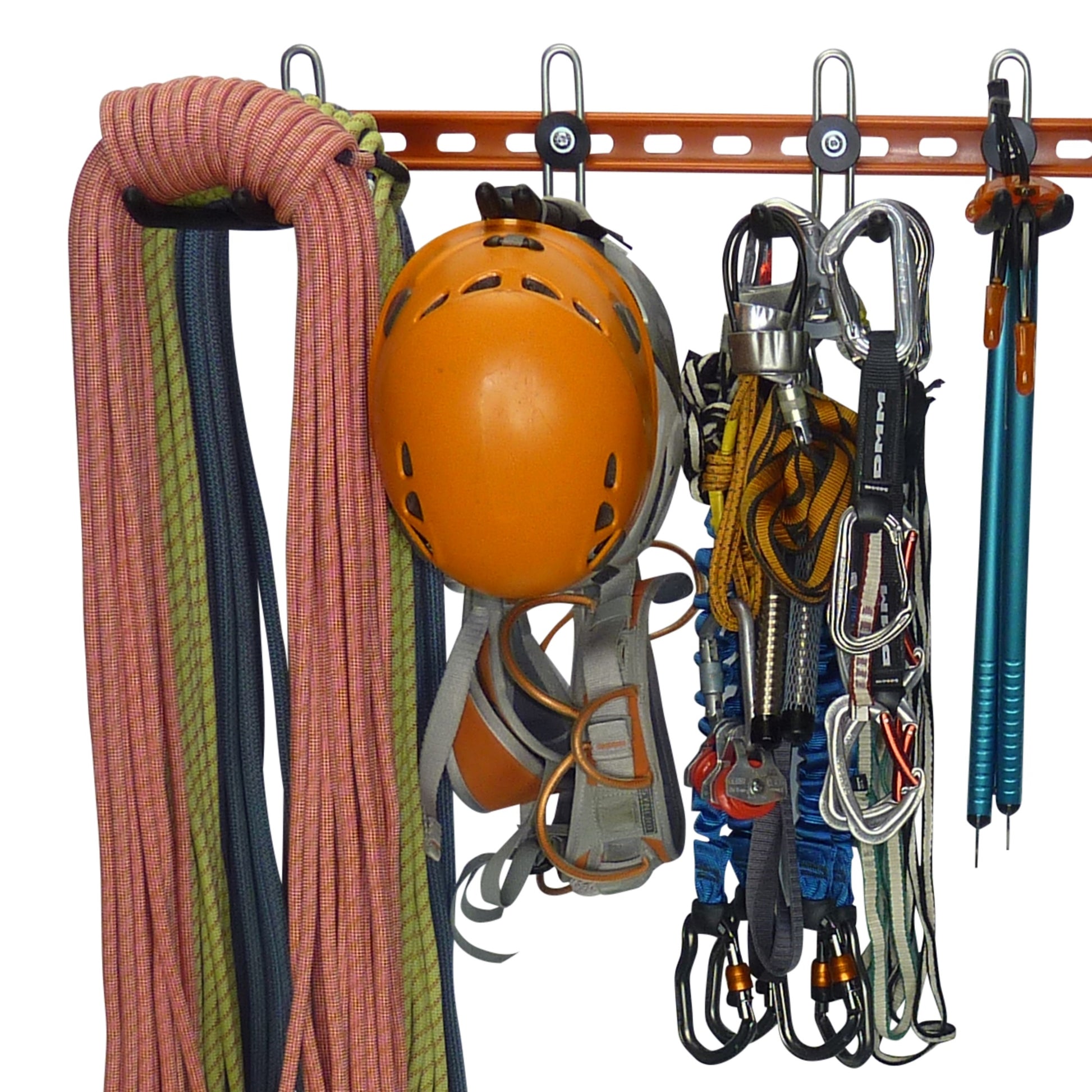 Climbing equipment wall storage system