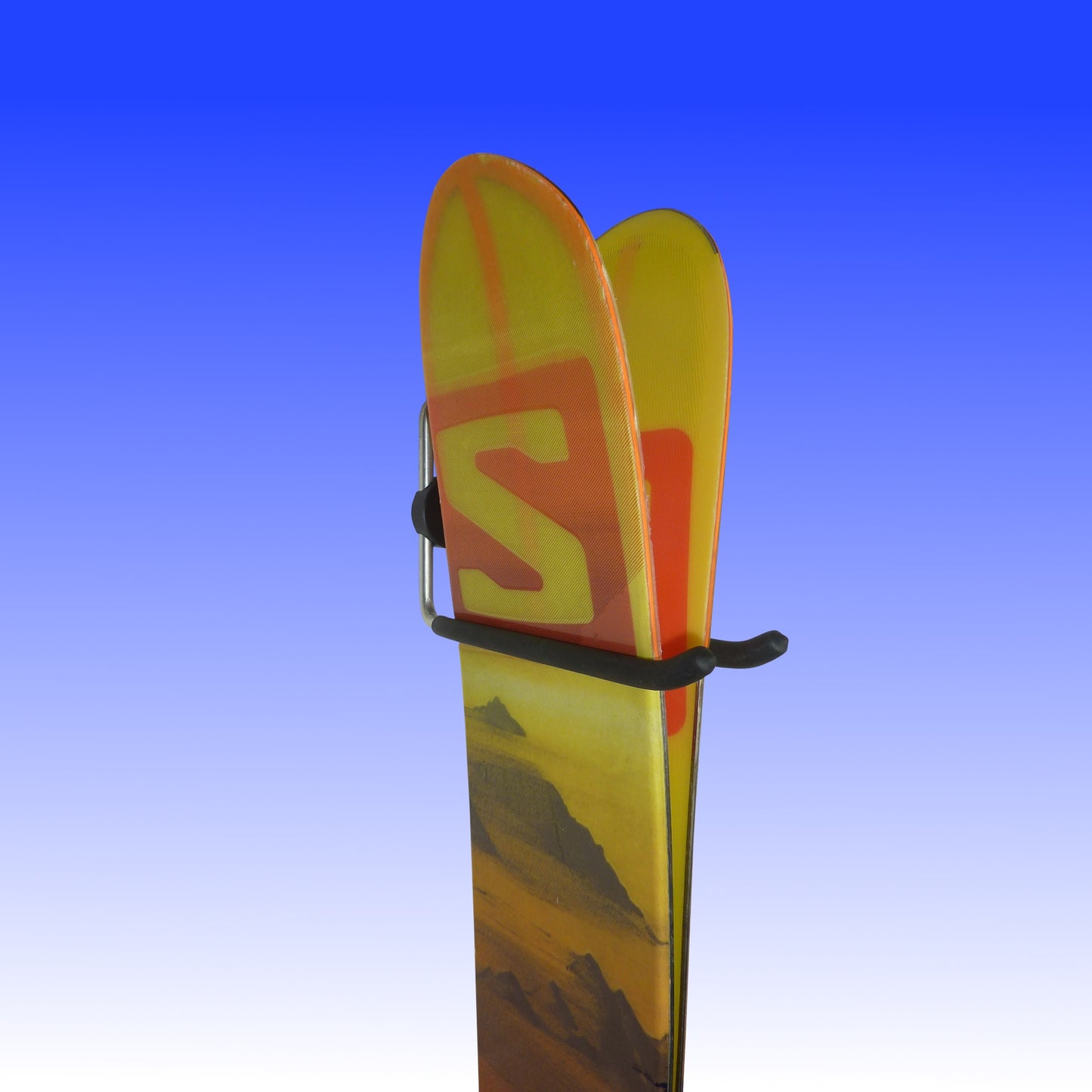 Ski wall mount - ski storage hook for 1 pair of skis, poles and a helmet.