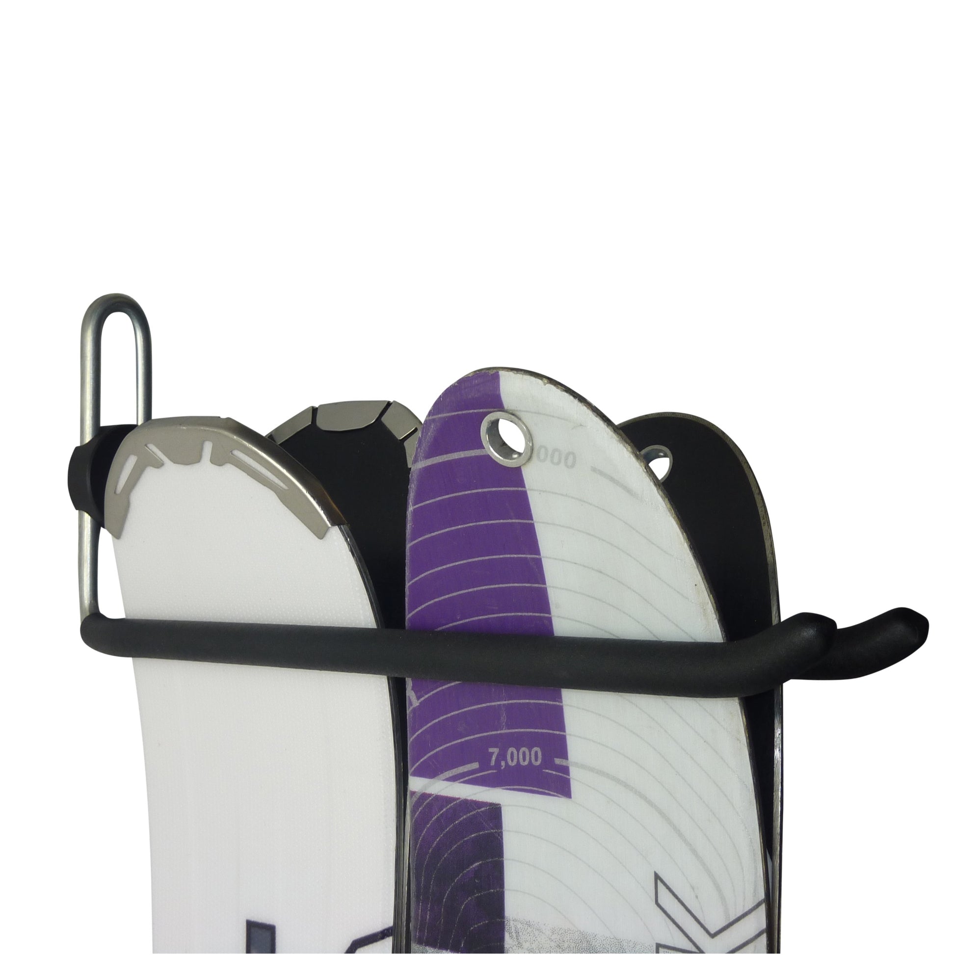 Ski storage hooks for 2 pairs of skis and poles