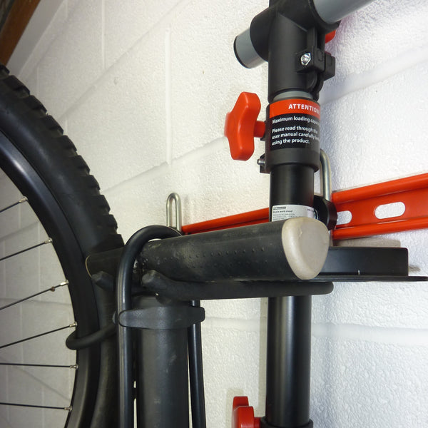 Bike Wall Hooks. GearHooks bike accessory storage hooks. DP60/200 Bike maintenance stand and Track Pump storage hook