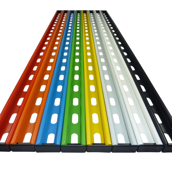 1M long GearRails are available in a choice of colours including red, orange, blue, green, yellow, grey, white and black