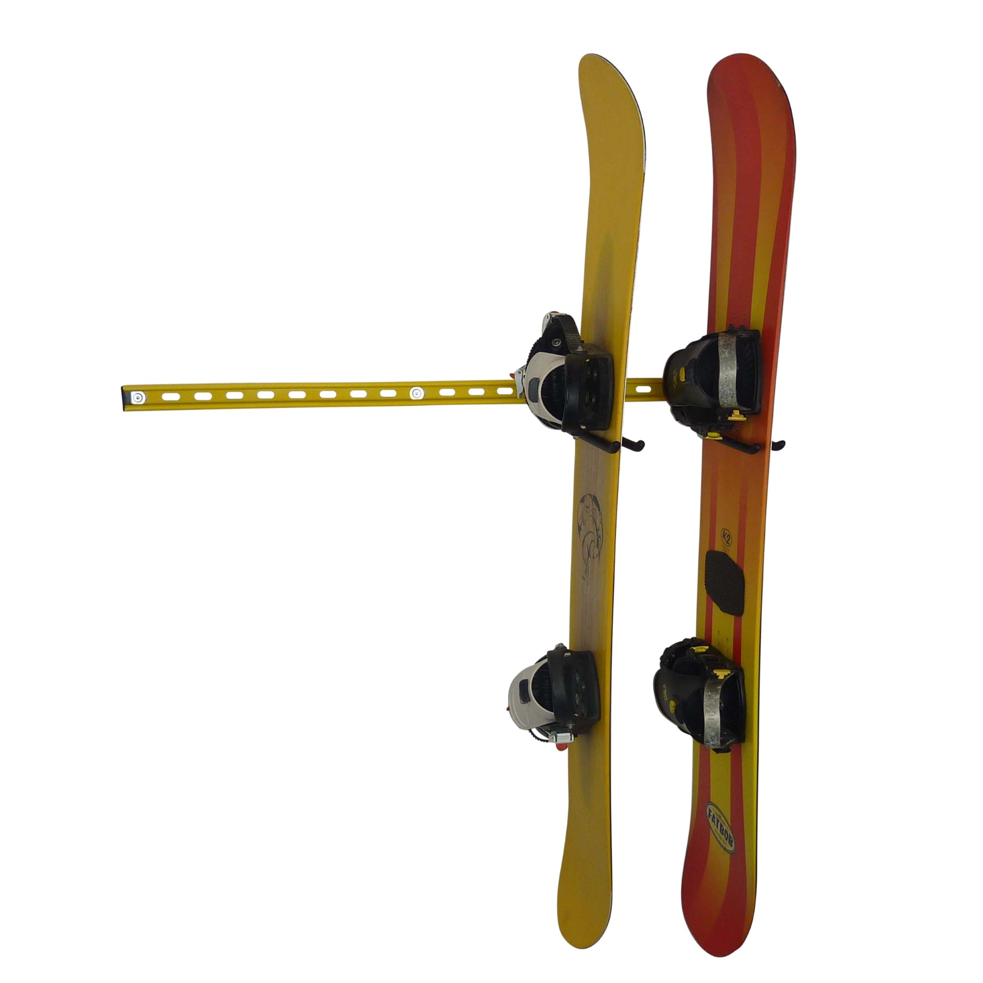 Snowboard wall rack. Wall mounting snowboard rack for 2 snowboards