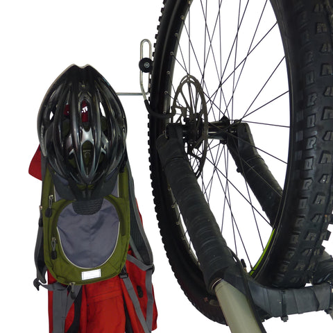 Bike hanger for 1 bike plus helmet, backpack and coat