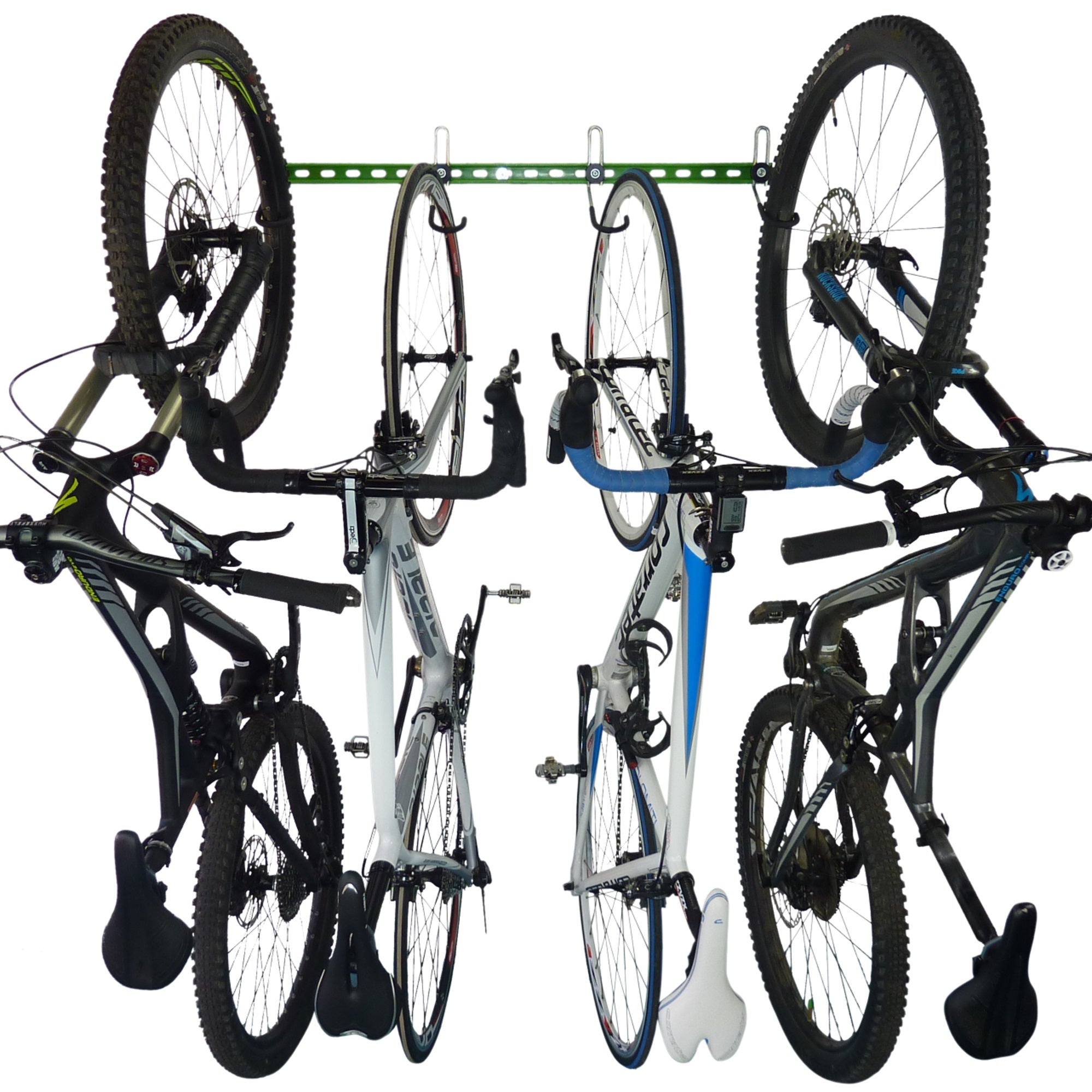 Wall mounted bike rack for 4 bikes
